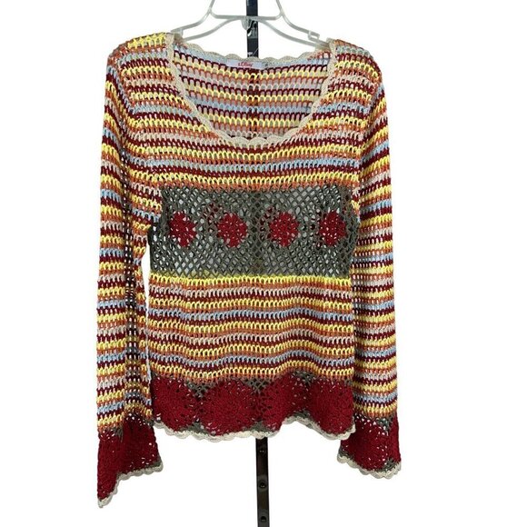 S Oliver crochet top long sleeves round neck 34 chest 23 long - Picture 1 of 4